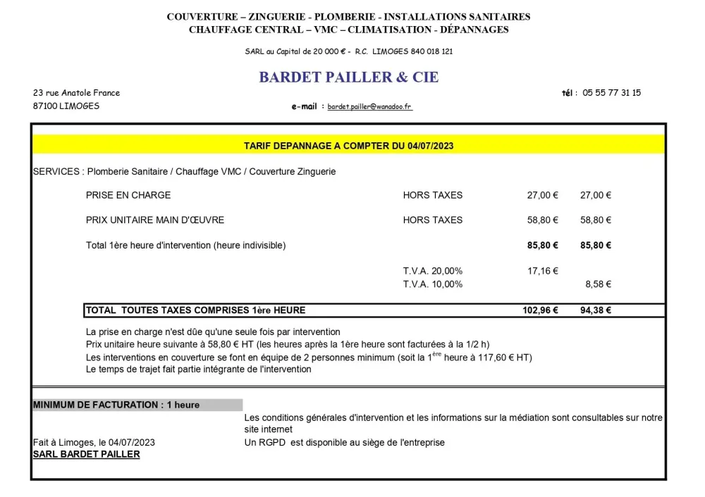 Tarif dépannagewebp
